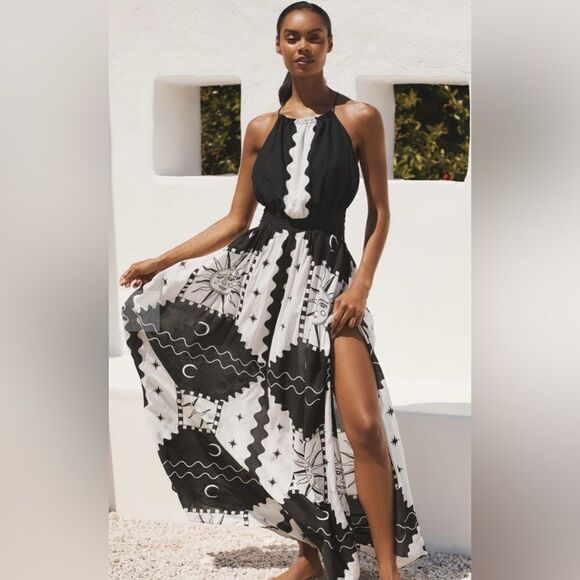 Anthropologie Dresses & Skirts - Anthropologie Tigre Indigo Celestial Print Halter Neck Maxi Dress